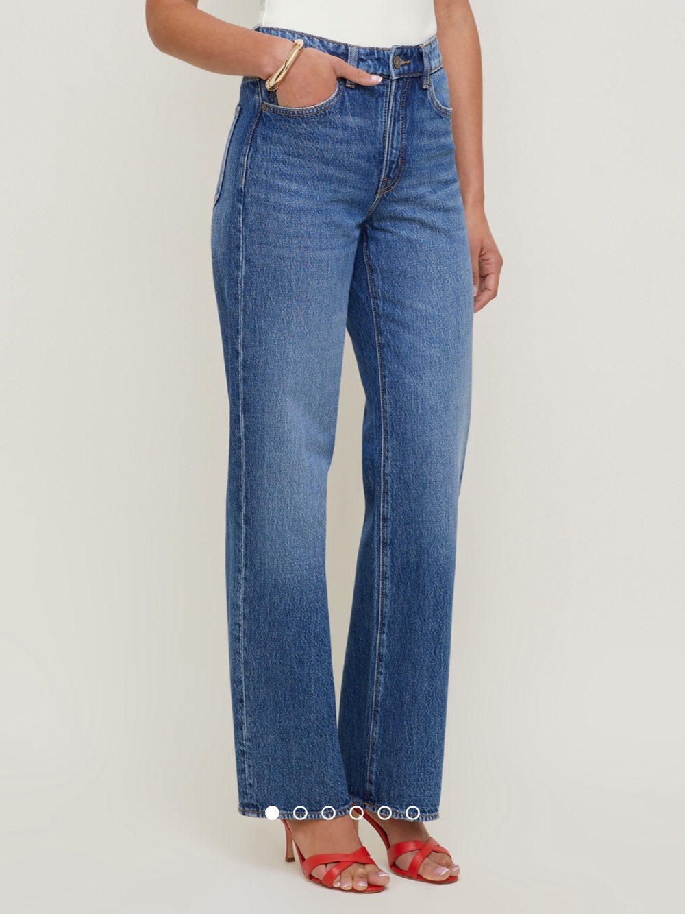Dynamite High Rise Wide-Leg Jeans in Dark Blue Wash